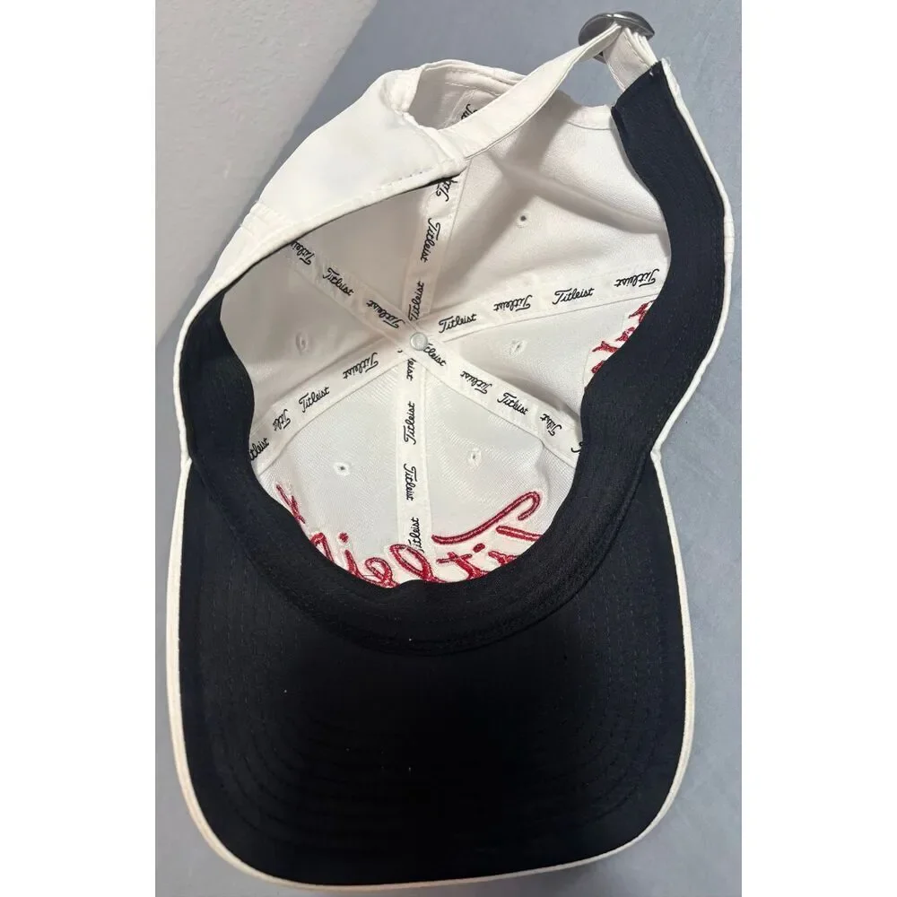 White Titleist Adjustable Golf Hat Red Font Used Flaw